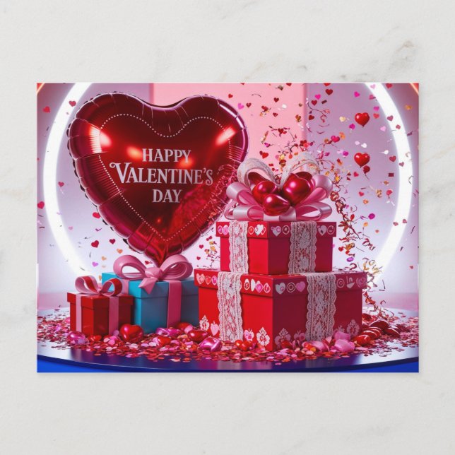 Cartes Pour Fêtes Annuelles Ballons Coeur Heureuse Sainte-Valentin, Boîtes Cad (Devant)