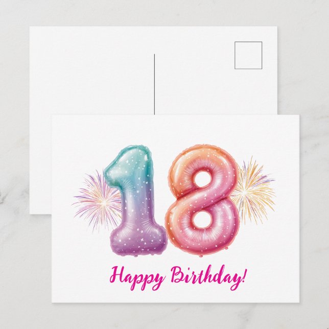 Cartes Pour Fêtes Annuelles ballons d'anniversaire (Devant / Derrière)
