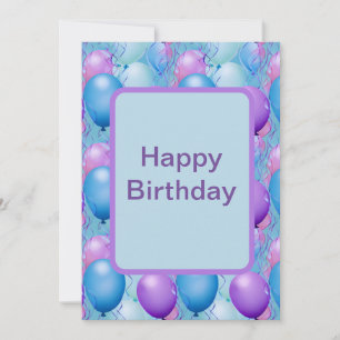 Cartes Pour Fêtes Annuelles Ballons d'anniversaire bleu et rose