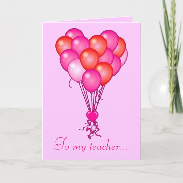 Cartes Pour Fêtes Annuelles Ballons de coeur de Valentine de professeur (Devant)