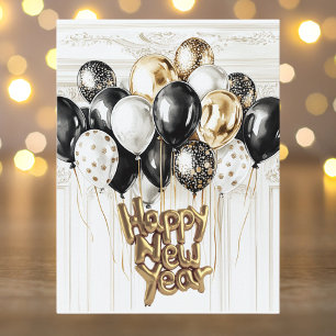 Cartes Pour Fêtes Annuelles Ballons dorés argentés noirs Bonne Année