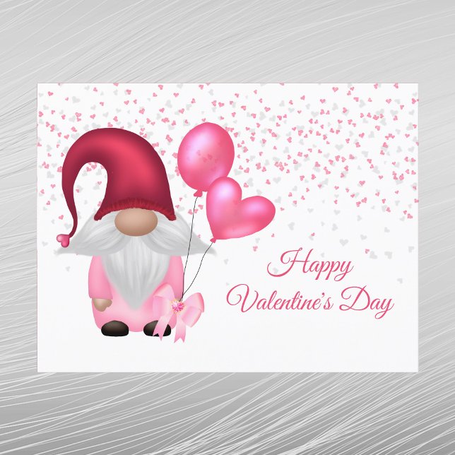 Cartes Pour Fêtes Annuelles Ballons rose Gnome Valentine (Créateur téléchargé)