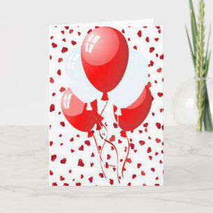 Cartes Pour Fêtes Annuelles Ballons rouges et blancs de fête de partie