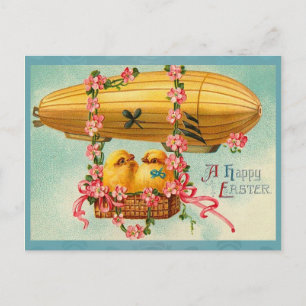 Cartes Pour Fêtes Annuelles Balloon à air chaud vintage de Pâques