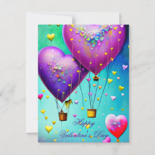 Cartes Pour Fêtes Annuelles Balloons aériens en forme de cœur mignons pour la