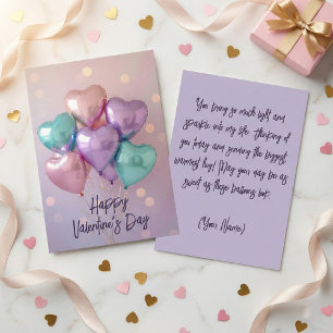 Cartes Pour Fêtes Annuelles Balloons Cœur Rose Pastel Violet Saint Valentin