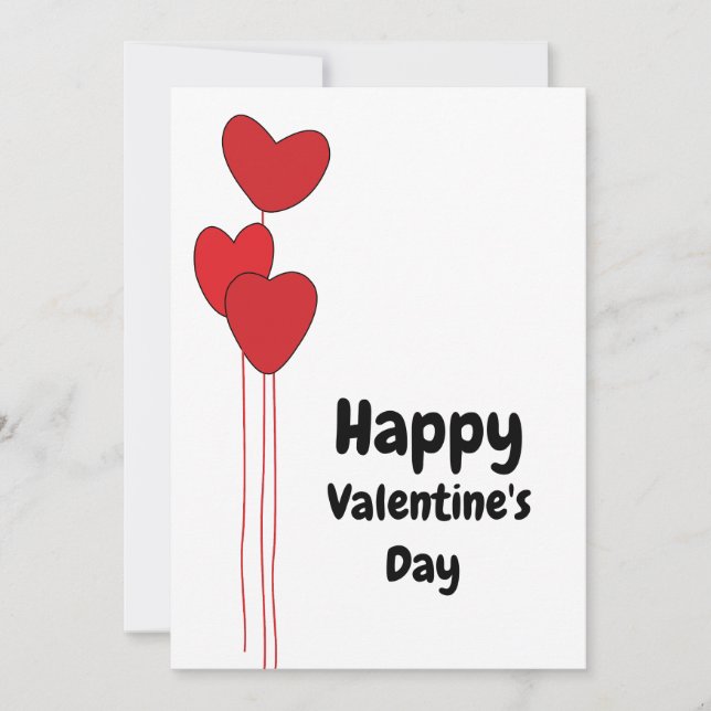 Cartes Pour Fêtes Annuelles Balloons Coeur Rouge Joyeuse Saint-Valentin (Devant)