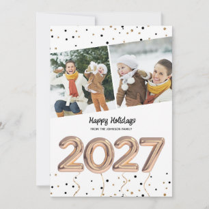 Cartes Pour Fêtes Annuelles Balloons de confettis en or pour photo 2027 Joyeux