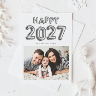 Cartes Pour Fêtes Annuelles Balloons en Mylar à feuille d'argent 2027 Photo No