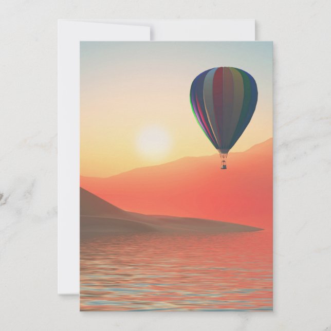 Cartes Pour Fêtes Annuelles Ballotte à air chaud avec coucher de soleil (Devant)