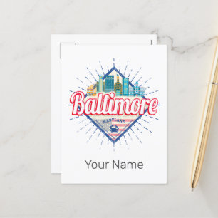 Cartes Pour Fêtes Annuelles Baltimore Maryland États-Unis Skyline Vintage