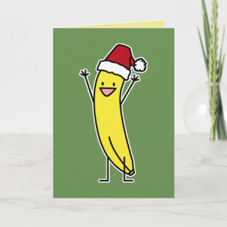 Cartes Pour Fêtes Annuelles Banana Santa chapeau célébrant et applaudissant Ch