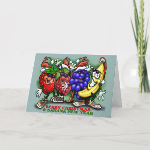Cartes Pour Fêtes Annuelles Banane de Noël aux fruits rouges Nouvel An