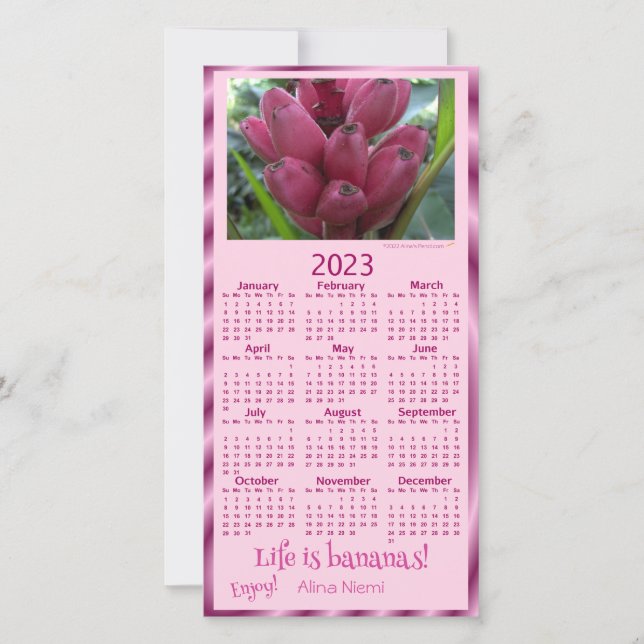 Cartes Pour Fêtes Annuelles bananes roses (Devant)