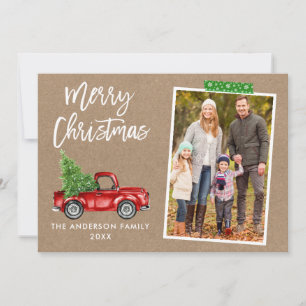 Cartes Pour Fêtes Annuelles Bande d'artisanat Script Camion Kraft Noël