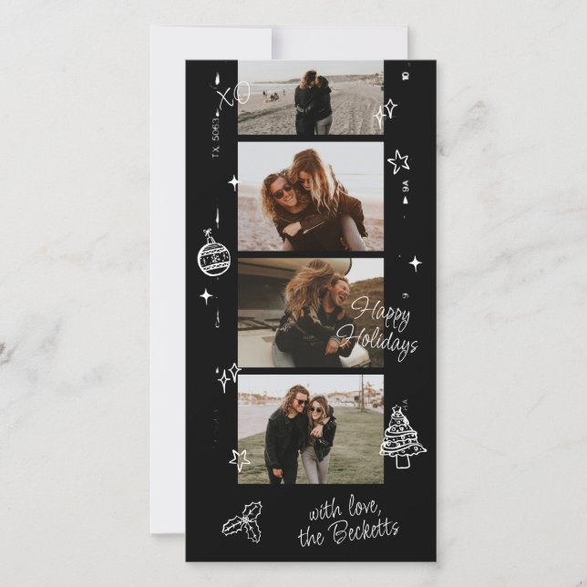 Cartes Pour Fêtes Annuelles Bande de film Doodle Noël Rétro (Devant)