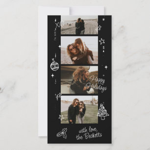 Cartes Pour Fêtes Annuelles Bande de Film Noël Rétro Doodle