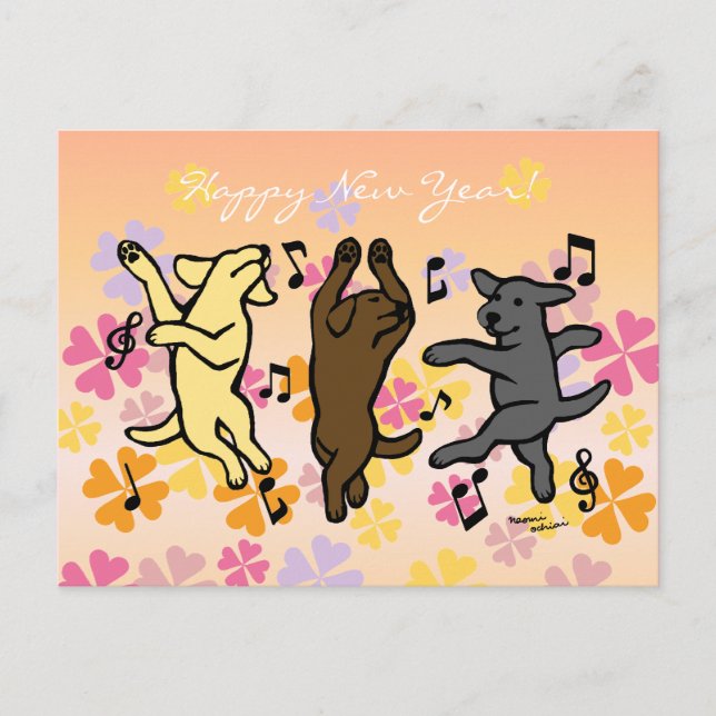 Cartes Pour Fêtes Annuelles Bande dessinée de danse heureuse de trio de (Devant)