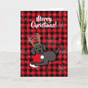 Cartes Pour Fêtes Annuelles Bande dessinée noire de Noël de Labrador et de