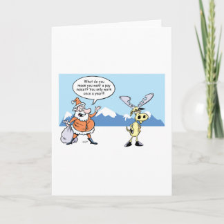 Cartes Pour Fêtes Annuelles Bande dessinée Père Noël de Noël et renne en grève