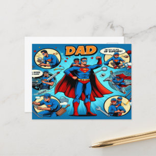 Cartes Pour Fêtes Annuelles Bande dessinée Super Papa