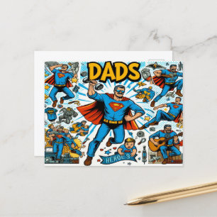 Cartes Pour Fêtes Annuelles Bande dessinée Superhero Papa