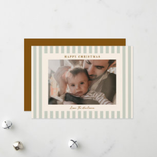 Cartes Pour Fêtes Annuelles Bande Verte Terreuse Douce Photo Noël Fêtes