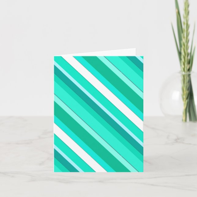 Cartes Pour Fêtes Annuelles Bandes de bonbons en couches - turquoise et blanch (Devant)