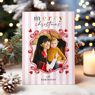 Cartes Pour Fêtes Annuelles Bandes de bonbons roses Joyeux Noël Photo