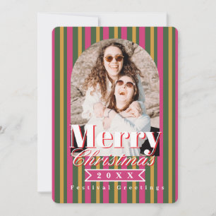 Cartes Pour Fêtes Annuelles Bandes de couleurs rétro Photo de Noël