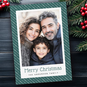 Cartes Pour Fêtes Annuelles Bandes mignonnes pointillées joyeux photo de Noël