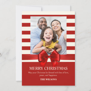 Cartes Pour Fêtes Annuelles Bandes rouges - photo du ruban de Noël