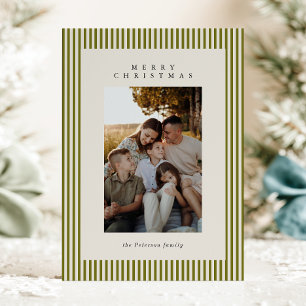 Cartes Pour Fêtes Annuelles Bandes Vert Sauge Photo de Noël