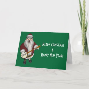 Cartes Pour Fêtes Annuelles Banjo de Santa Claus
