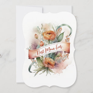 Cartes Pour Fêtes Annuelles Bannière Meilleure Maman Fleurs Aquarelle Fête des