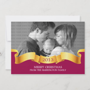 Cartes Pour Fêtes Annuelles Bannière Pink Holiday Photo Flat Card