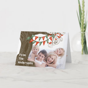 Cartes Pour Fêtes Annuelles Bannière verte rouge arbre joyeux Noël votre photo
