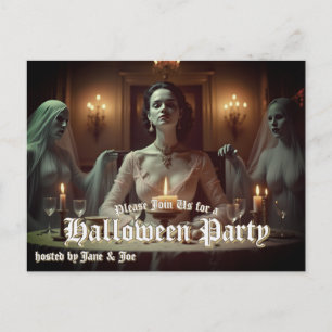 Cartes Pour Fêtes Annuelles Banquet gothique d'Halloween à la lueur des bougie