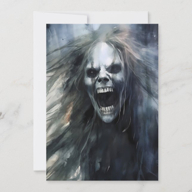 Cartes Pour Fêtes Annuelles Banshee hideuse maléfique hurlante  (Devant)