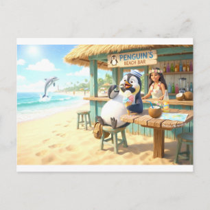 Cartes Pour Fêtes Annuelles Bar de la plage du pingouin
