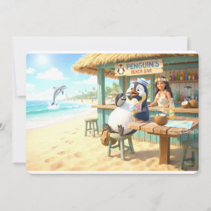 Cartes Pour Fêtes Annuelles Bar de la plage du pingouin