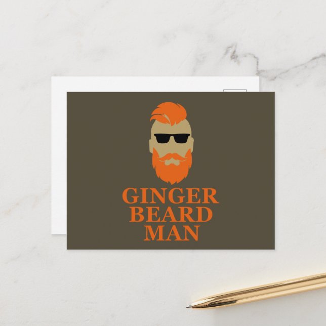 Cartes Pour Fêtes Annuelles Barbe de gingembre homme drôle barbu (Devant/Arrière en situation)