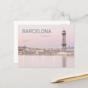 Cartes Pour Fêtes Annuelles Barcelona Skyline Sunset Catalogne Espagne