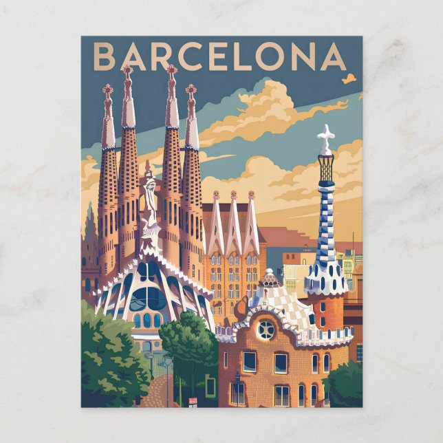 Cartes Pour Fêtes Annuelles Barcelona Spain vintage (Devant)