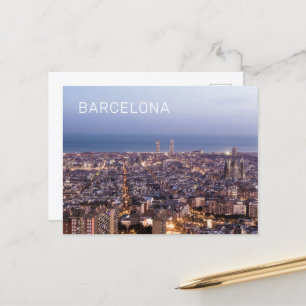 Cartes Pour Fêtes Annuelles Barcelone Catalogne Sunset Skyline Espagne Citysca