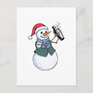 Cartes Pour Fêtes Annuelles Barman Bonhomme de Neige Noël 2026 Cocktail de Fêt