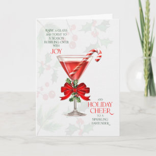 Cartes Pour Fêtes Annuelles Barman Levez votre verre et trinquez avec joie