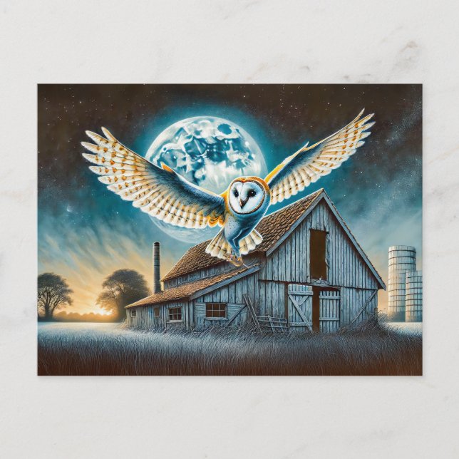 Cartes Pour Fêtes Annuelles Barn Owl with Mouse par Old Barn (Devant)