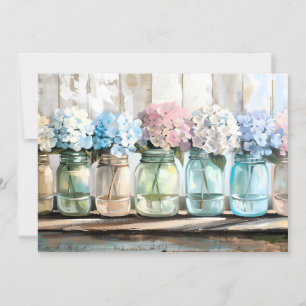 Cartes Pour Fêtes Annuelles Barres Mason en fleurs vintages Hydrangea