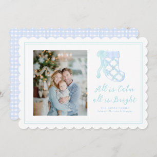 Cartes Pour Fêtes Annuelles Bas d'aquarelle bleu Preppy